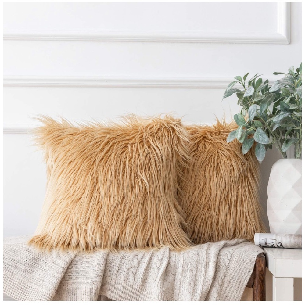 Set 2 Decorative Faux Fur Throw Pillow Case - Picture 12 of 16